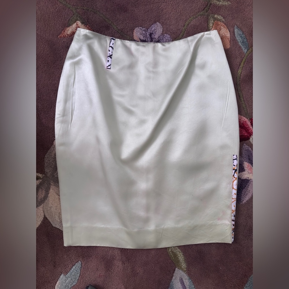 🥀Christian Lacroix Paris Silk Satin Pencil Skirt | Sage Celadon FR Vintage US4 🥀